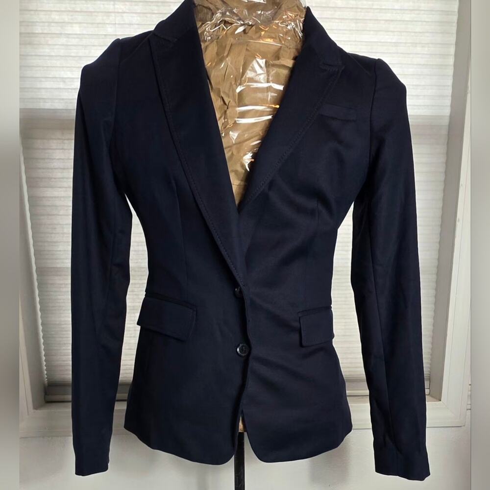 Banana Republic Elegant Blazer SLEEK SUIT Navy Blue w/ Magenta/Fuchsia and Blue